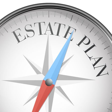 detailed illustration of a compass with estate plan text