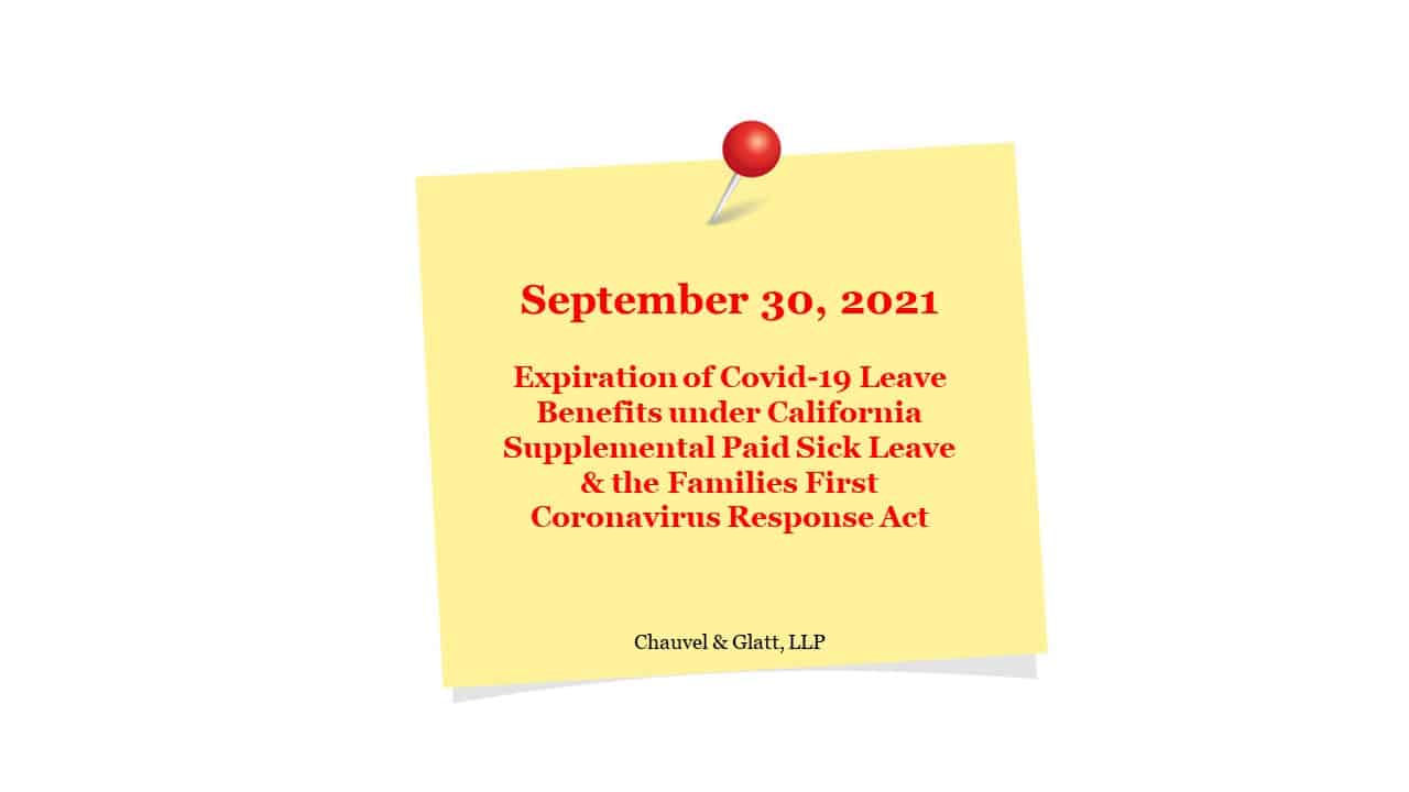 Expiration of Covid19 Leave Benefits under California Supplemental